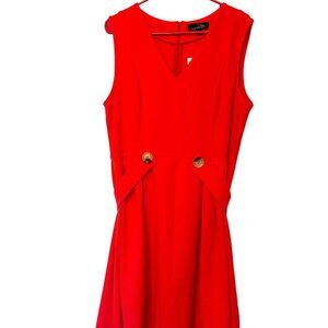 NWT Suszanne Betro Sleeveless Dress Size XL Bright Orange Tab Belt V-Neck New